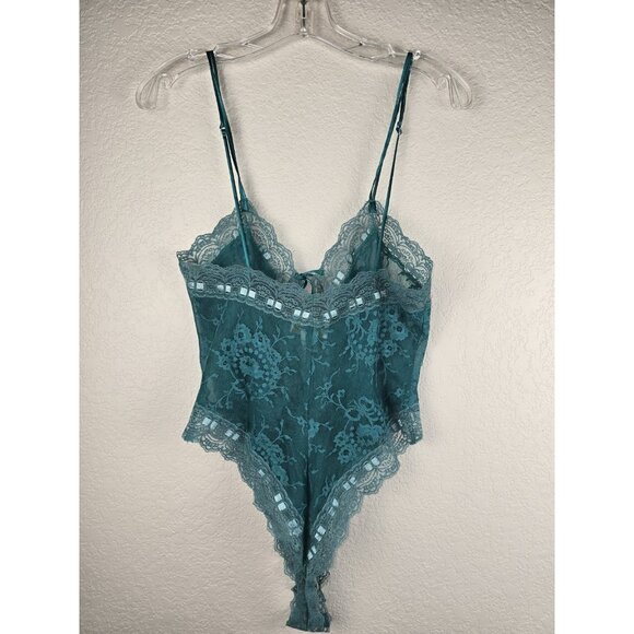 Victoria’s Secret Gold Label Teddy Lace Lingerie Bodysuit Green Vintage 90s Y2k - Picture 6 of 11
